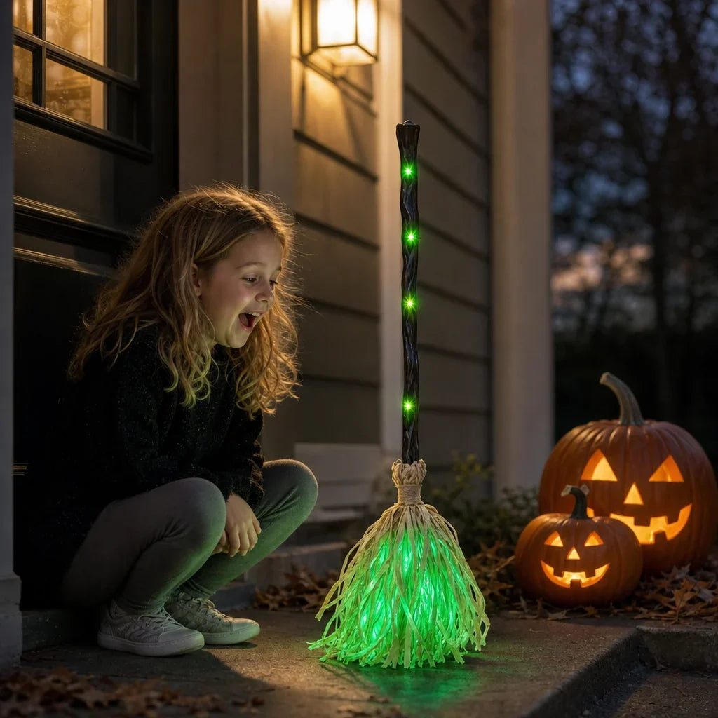 Beweglicher Hexenbesen Halloween Dekoration mit Licht und Sound