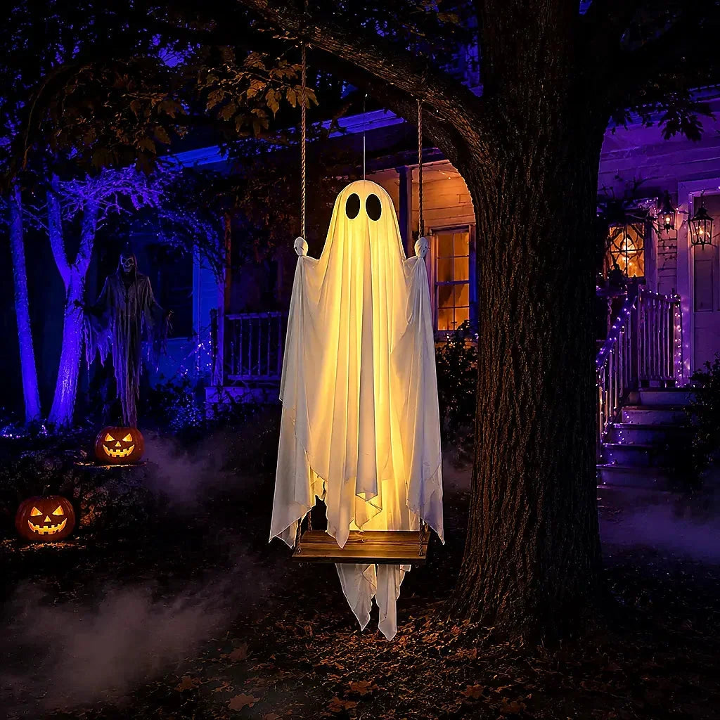 Leuchtende Halloween Geist Dekoration mit Bewegung und Fernbedienung