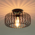 Schwarze Deckenlampe mit runder Metallschirm und E27 Fassung