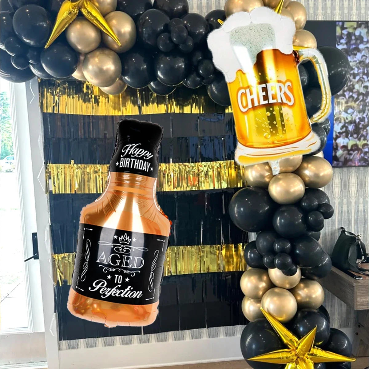 Flaschenförmige Partyballons Bier & Whiskey für Geburtstag und Oktoberfest