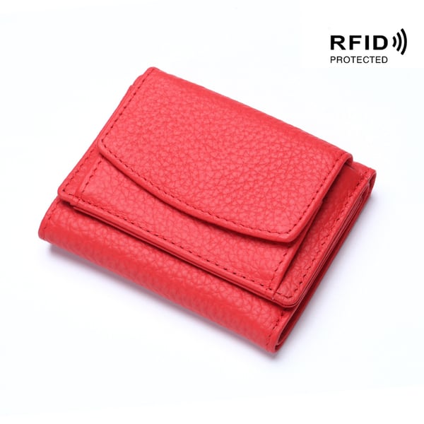 Kompakte RFID-Schutz Geldbörse Unisex Leder Mini Portemonnaie