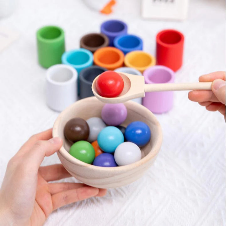 Farben lernen Holzspielzeug - Montessori Farbsortierspiel für Kinder