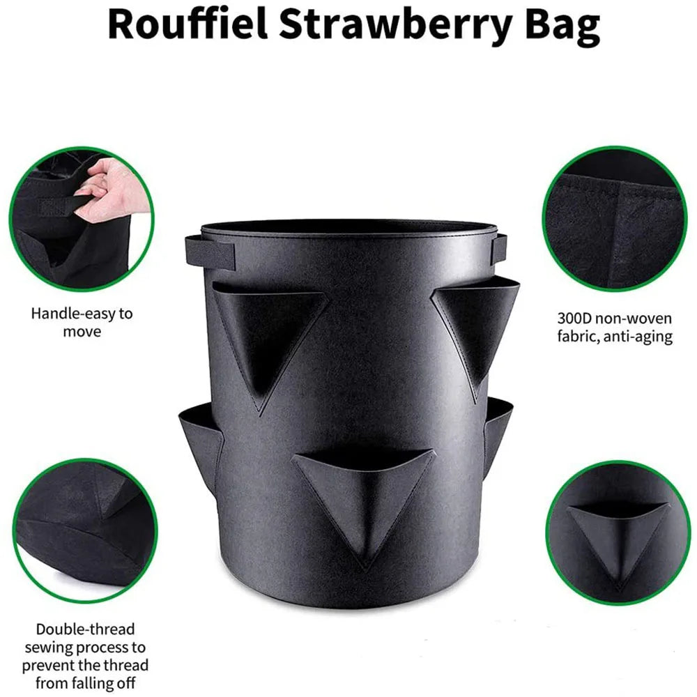 Pflanztasche Erdbeeren - Atmungsaktiv Wiederverwendbar Filz Pflanzbeutel