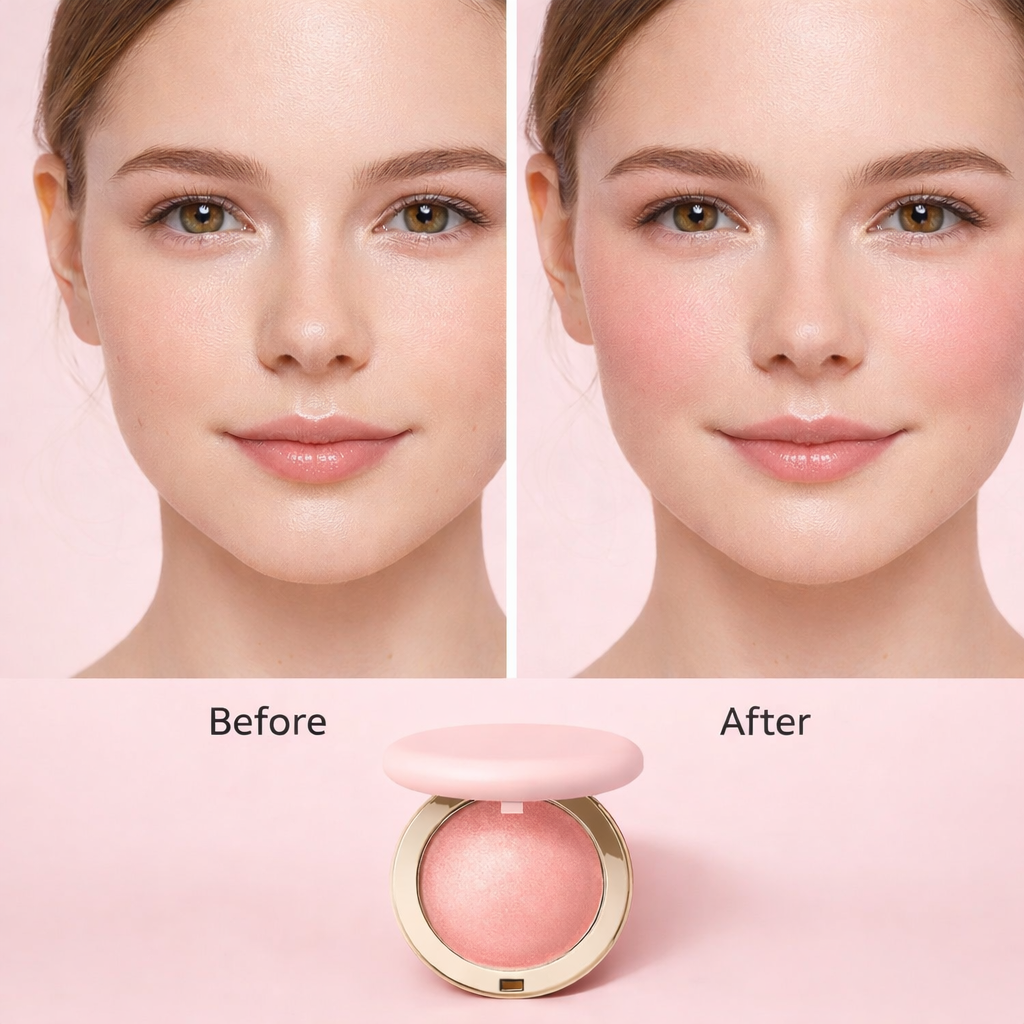 2-in-1 Blush Highlighter Puder mit Hyaluronsäure und Spiegel