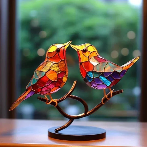 Vogel-Skulptur aus farbigem Glas – elegante Dekoration handgefertigt