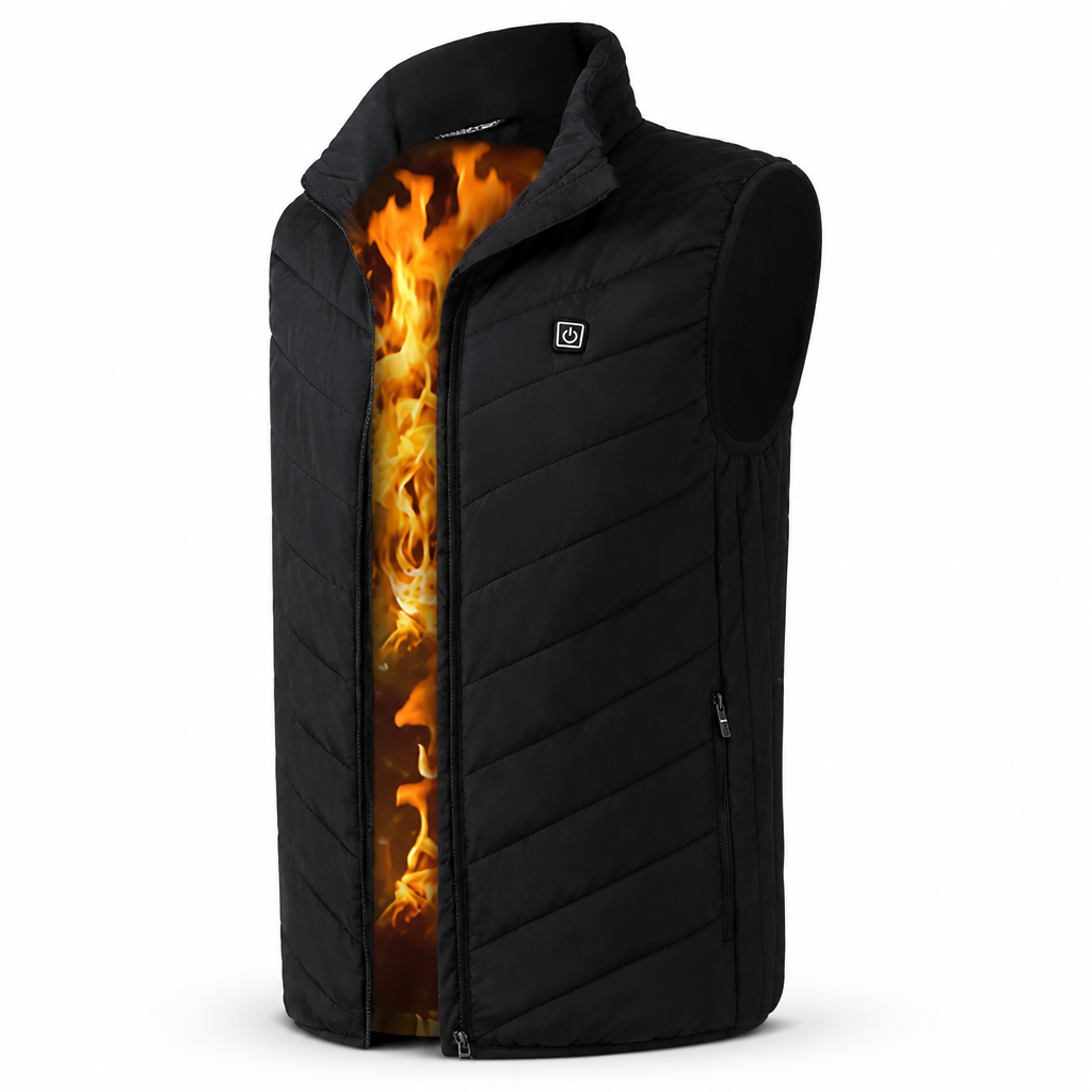Beheizte Weste mit 9 Heizzonen – USB-betrieben, wind- und wasserabweisend
