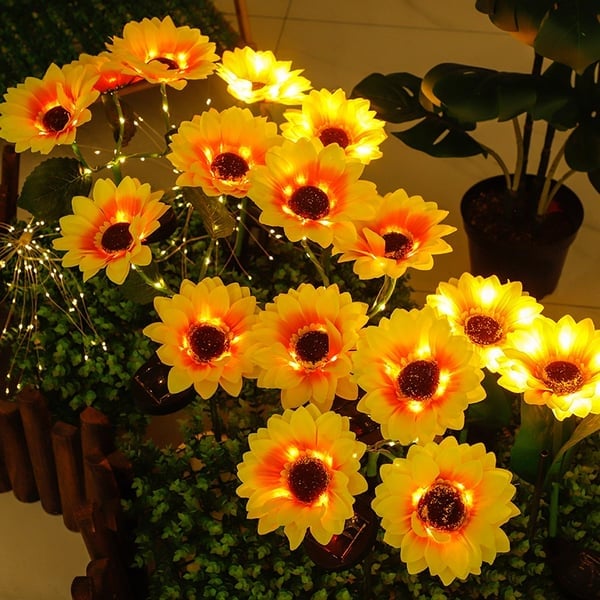 Solar Gartenleuchten Sonnenblumen LED Warmweiß IP65 Wetterfest