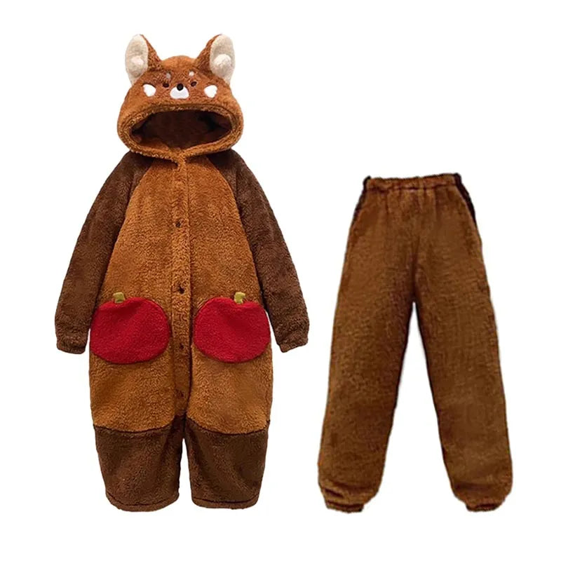 Kuscheliger Kapuzenbademantel mit abnehmbarem Schwanz aus Polyester