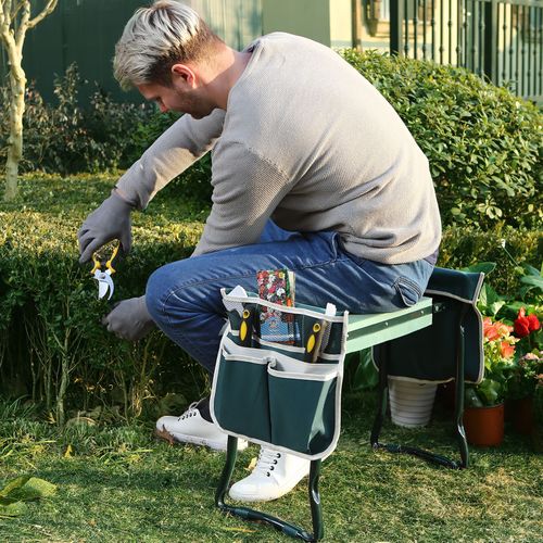 Ergonomischer Kniesitz für die Gartenarbeit – klappbar mit Seitentaschen