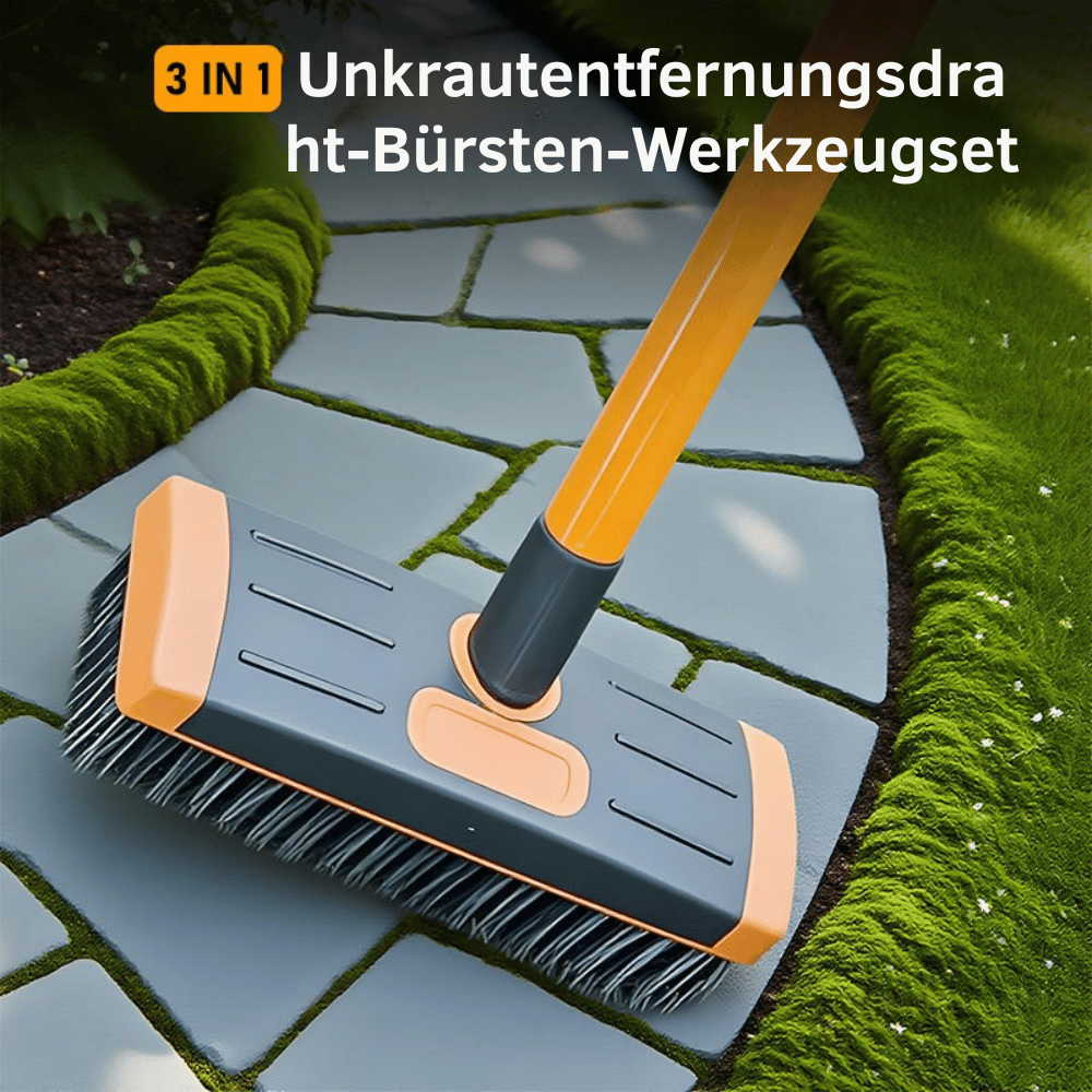 3-in-1 Fugenbürste mit verstellbarem Stiel – Terrasse, Einfahrt & Gehweg