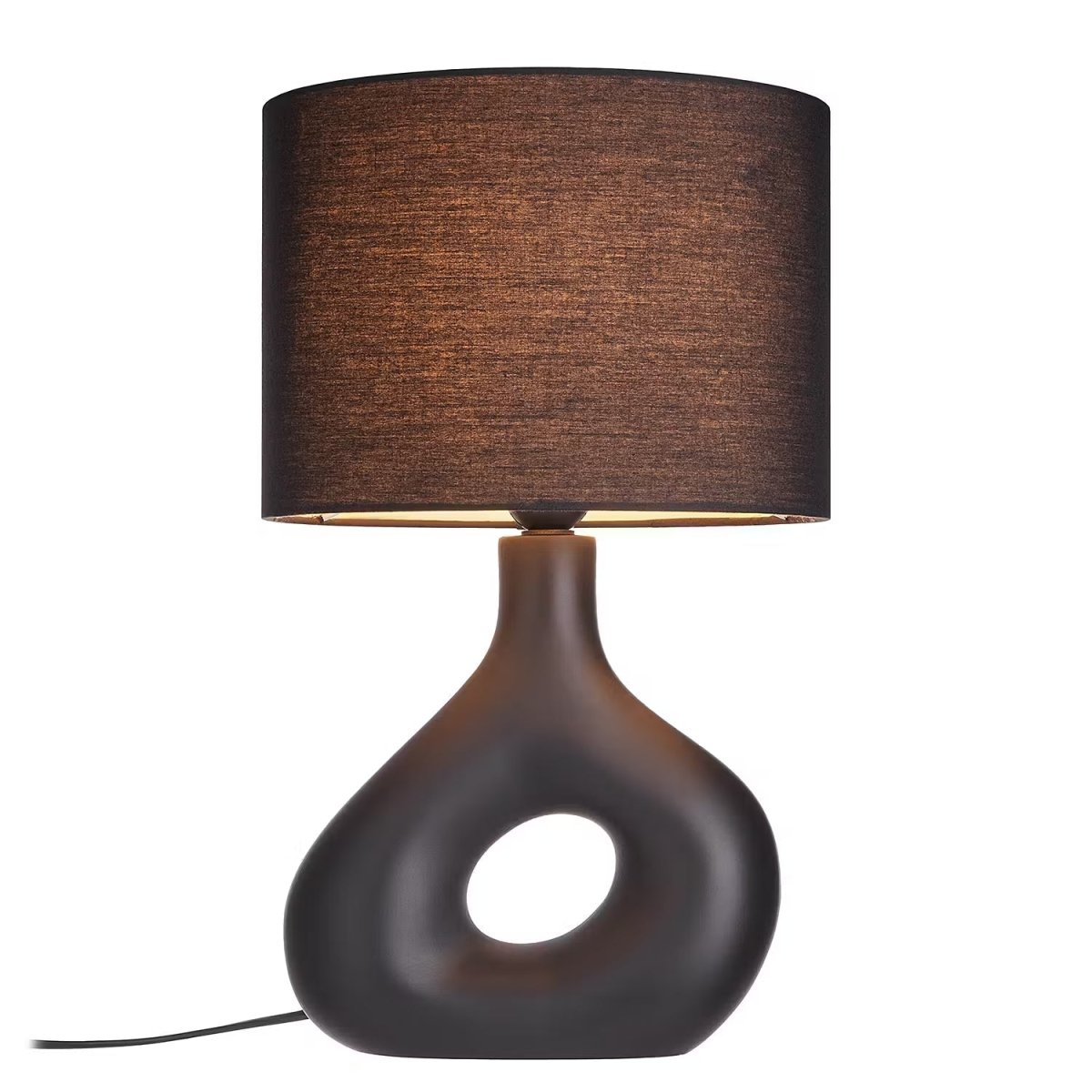 Tischleuchte mit Keramikfuß und Stoffschirm – Industrial Design