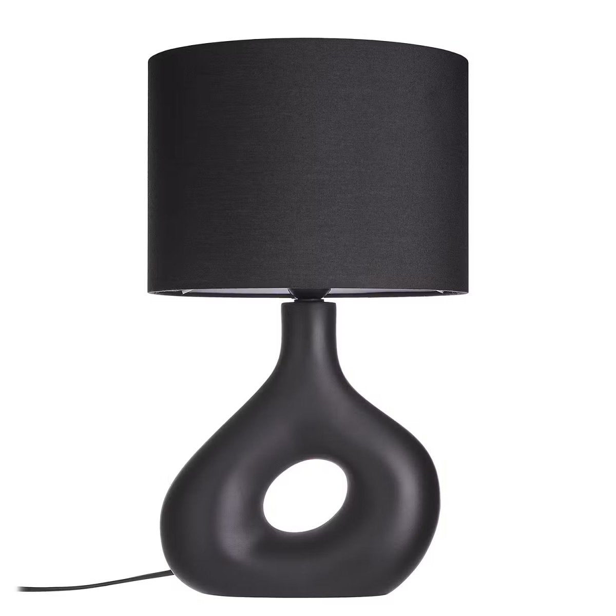 Tischleuchte mit Keramikfuß und Stoffschirm – Industrial Design