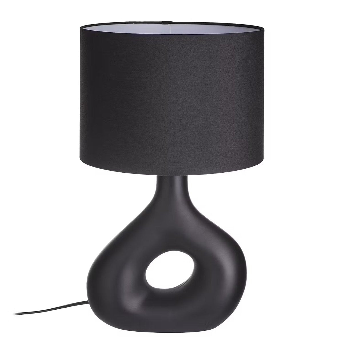 Tischleuchte mit Keramikfuß und Stoffschirm – Industrial Design
