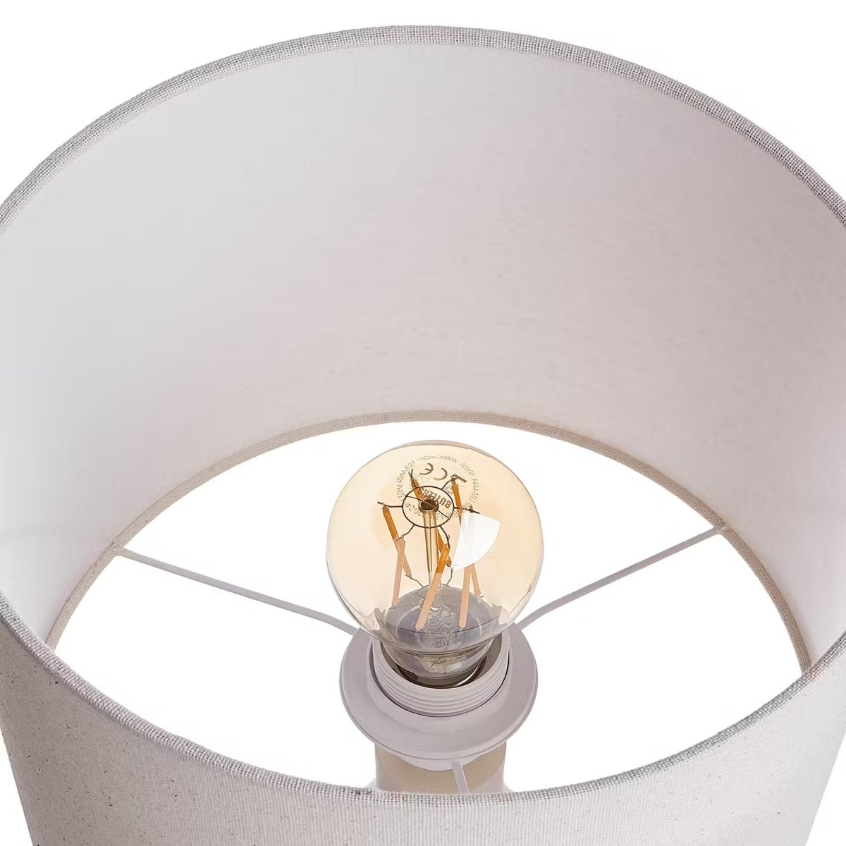 Tischleuchte mit Keramikfuß und Stoffschirm – Industrial Design