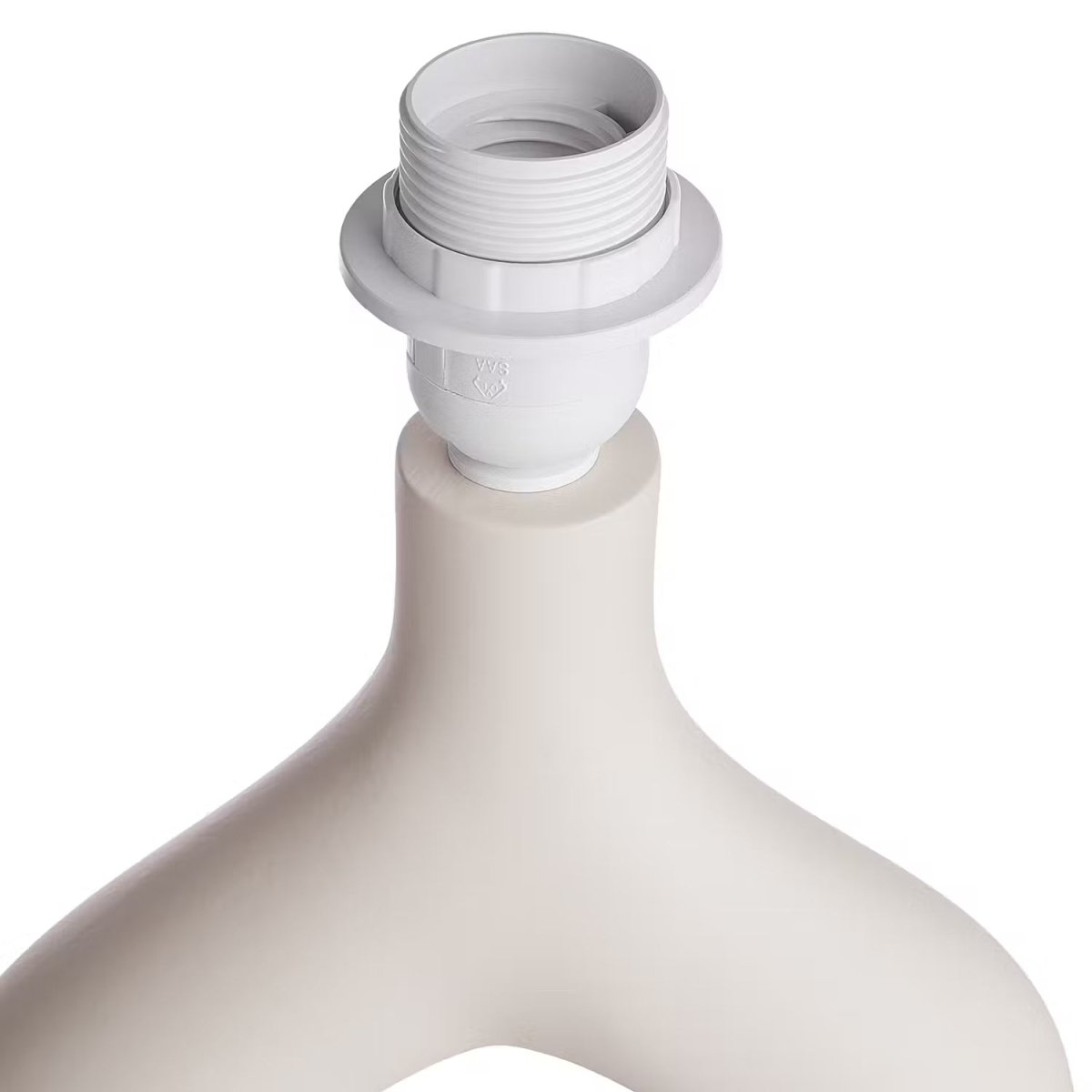 Tischleuchte mit Keramikfuß und Stoffschirm – Industrial Design