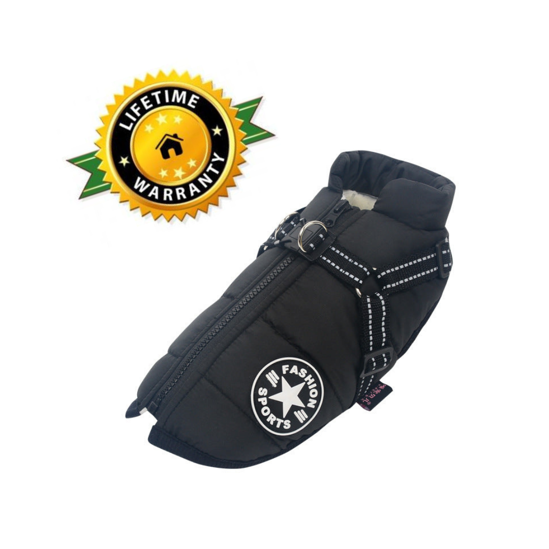 Wasserdichte Winterjacke für Hunde mit integriertem Geschirr
