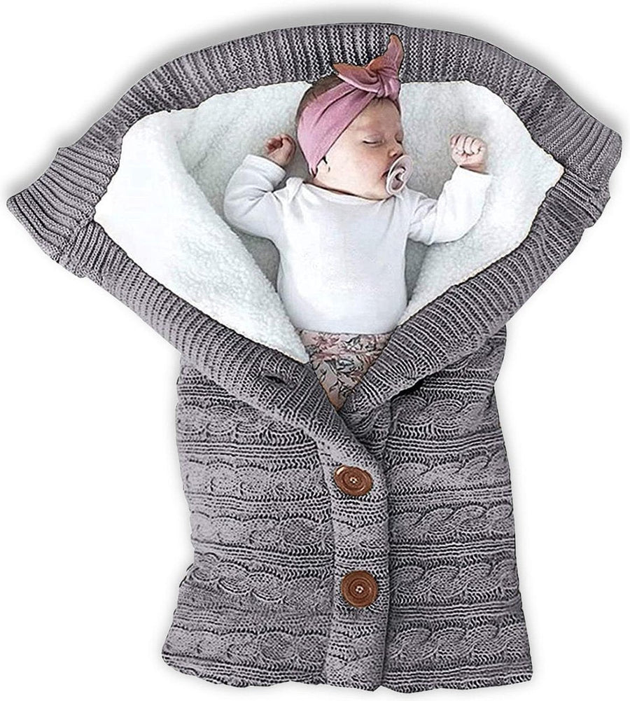 Gestrickter Baby Winterschlafsack 0-12 Monate mit Knöpfen