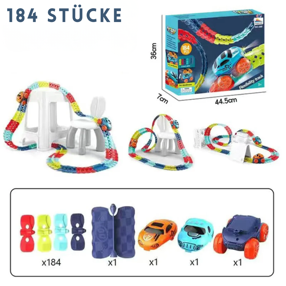 Flexible Autorennbahn Baukasten für Kinder ab 3 Jahren