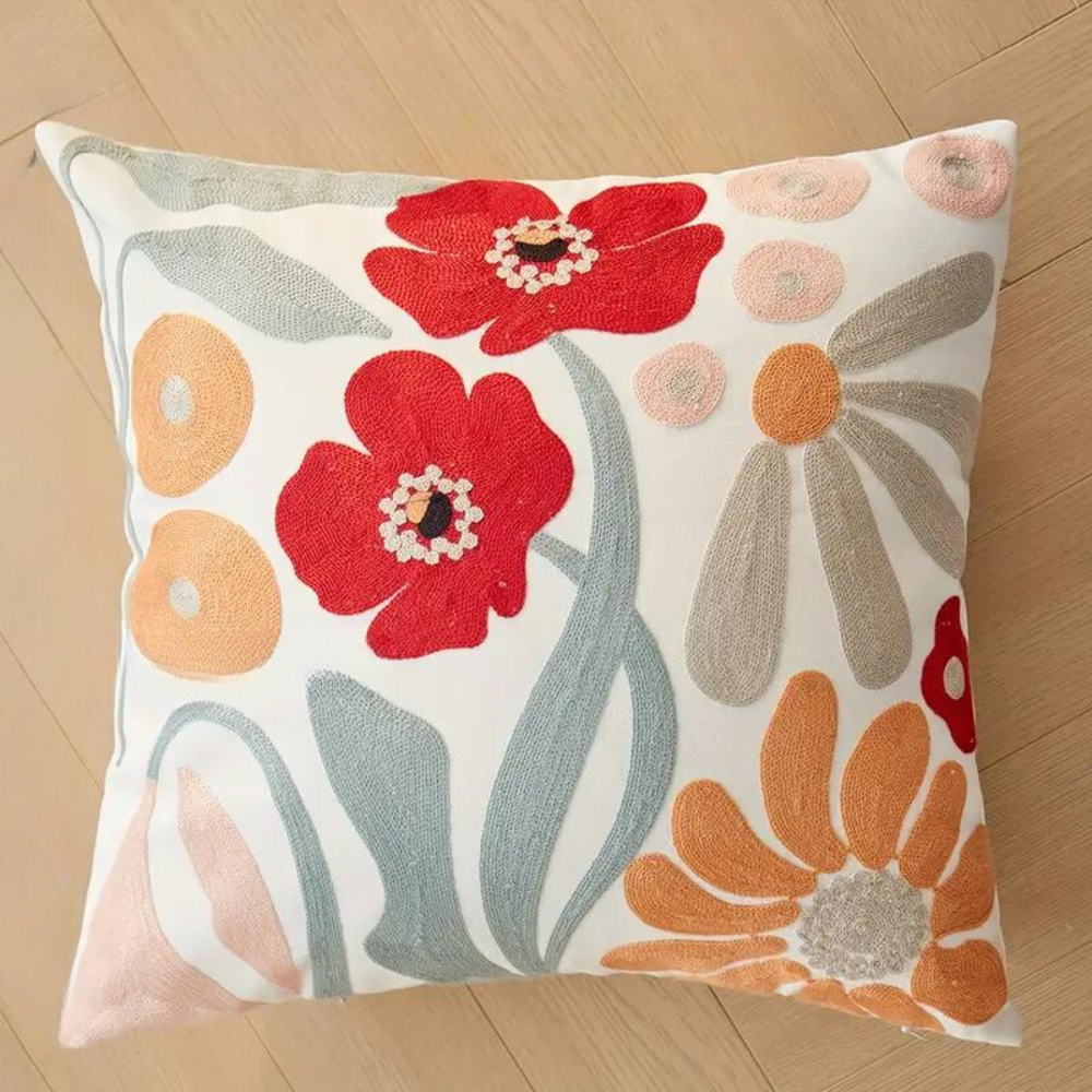 Kissenbezug 45x45 cm Blumenmuster Mikrofaser Baumwolle