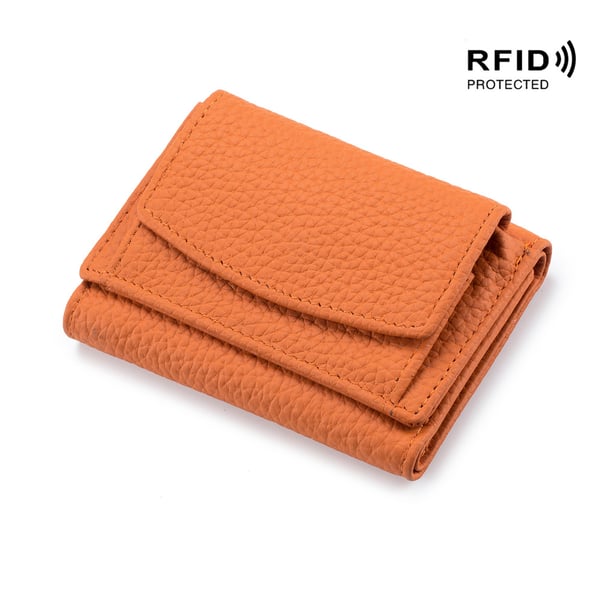 Kompakte RFID-Schutz Geldbörse Unisex Leder Mini Portemonnaie