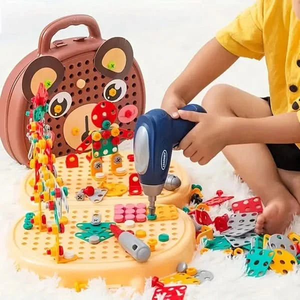 Kinder Konstruktionsspielzeug mit elektrischer Bohrmaschine – 204 Teile