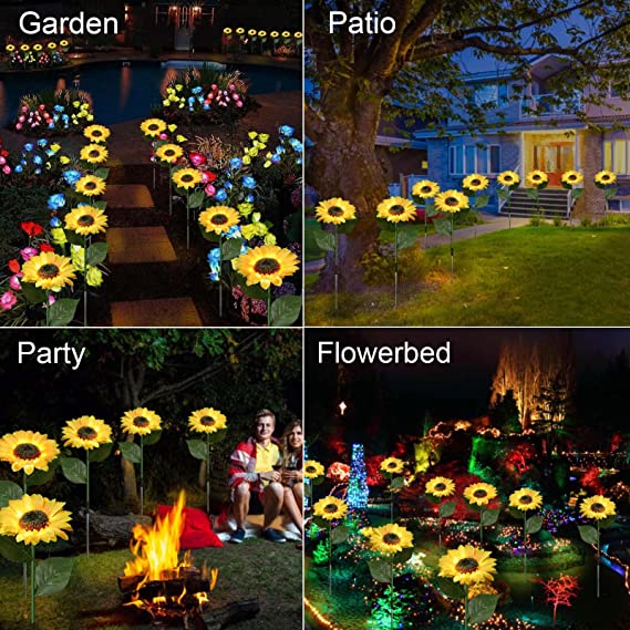 Solar Gartenleuchten Sonnenblumen LED Warmweiß IP65 Wetterfest