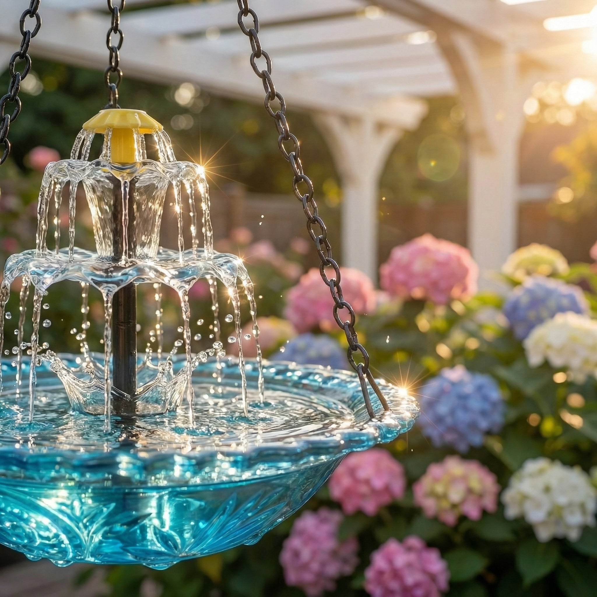 Solar Springbrunnen Hängend Vogeltränke Zweistufig Garten Terrasse