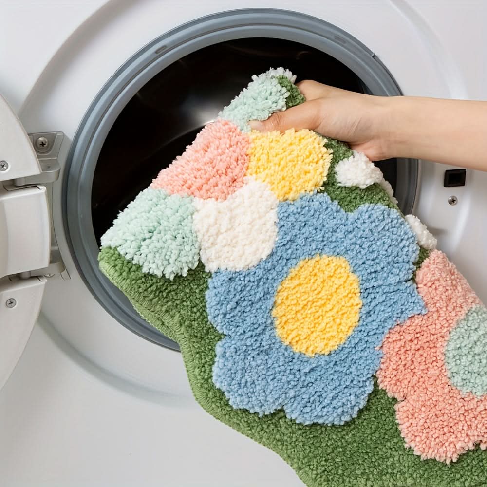 Absorbierende Badmatte mit Blumenmuster – rutschfest & weich