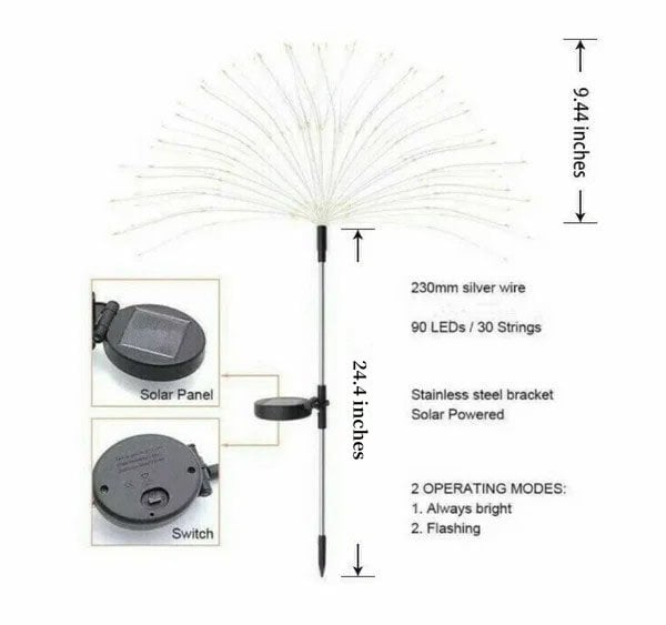 Solar LED Lichterkette für Garten - 90 LEDs mit 2 Modi IP65