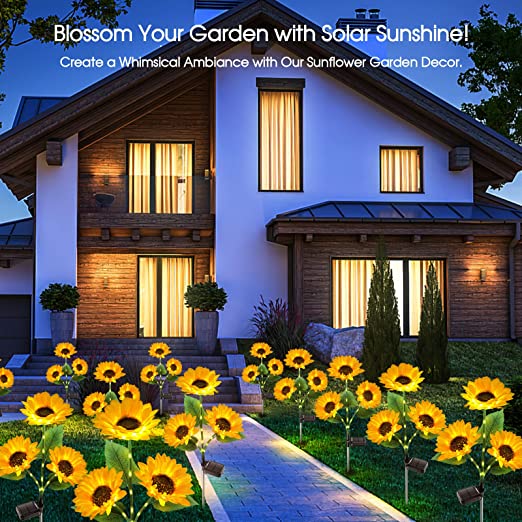 Solar Gartenleuchten Sonnenblumen LED Warmweiß IP65 Wetterfest