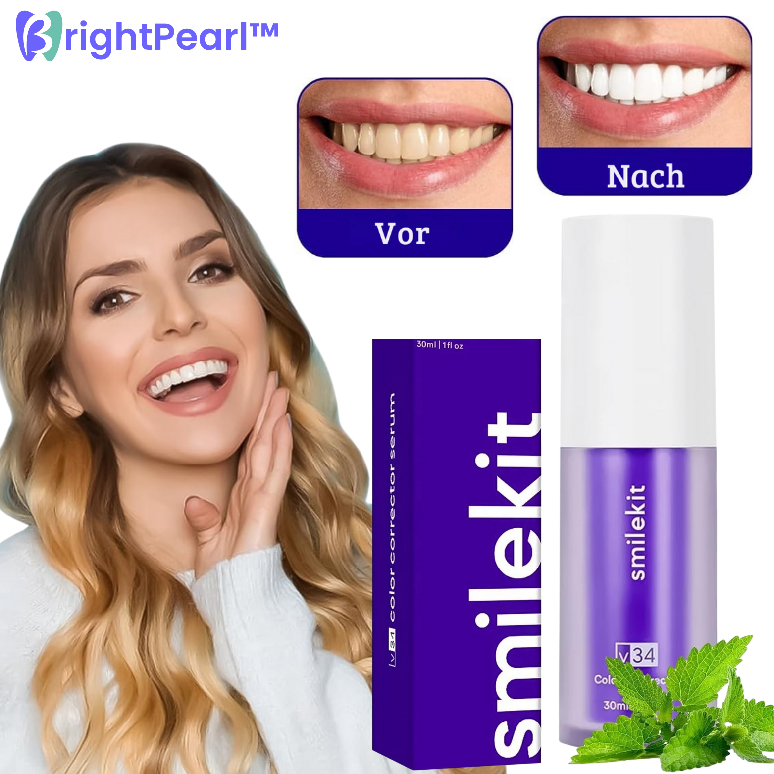 Lila Zahnpasta & Farbkorrektur-Serum Set – Zahnaufhellung ohne Bleichmittel