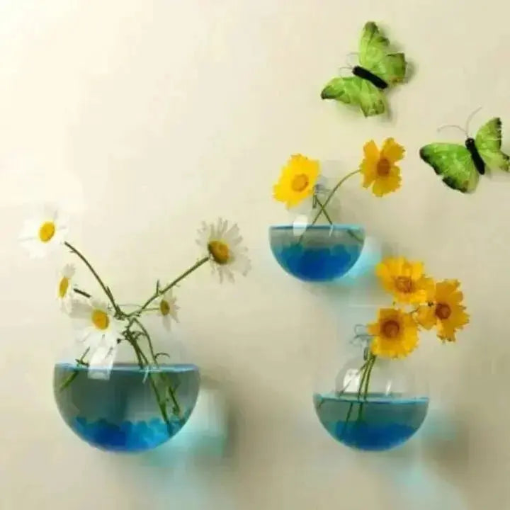 Glas Wandvase Rund 10cm - Hängend für Pflanzen & Blumen