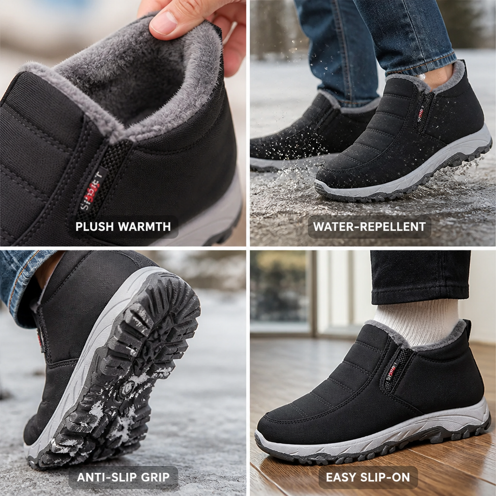 Gefütterte Damen Winterstiefel zum Reinschlüpfen wasserabweisend