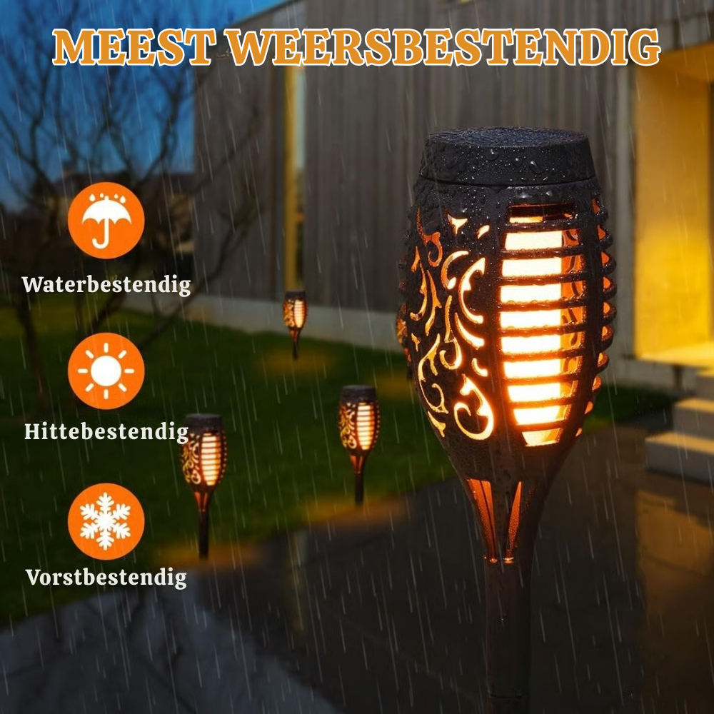 Solarleuchte Garten Außen – Kabellose LED Gartenleuchte mit Lichtsensor IP65