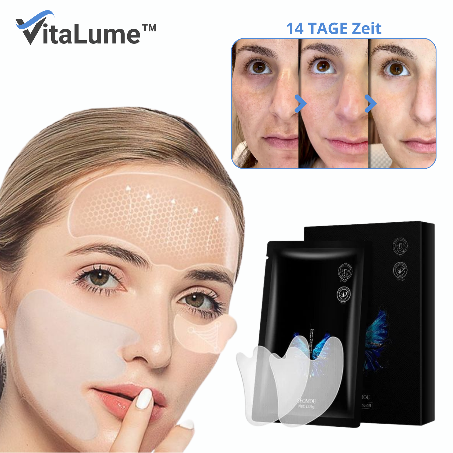 Falten-Patches mit Hyaluronsäure und Mikrokristallen für Anti-Aging