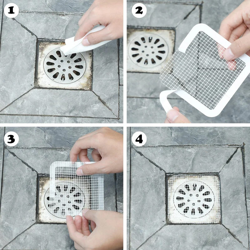 Selbstklebender Haarfänger für den Abfluss – 30 Einwegsiebe