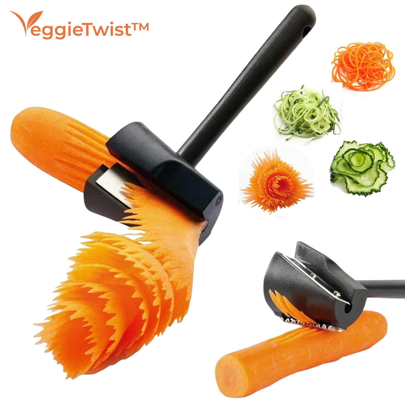 Gemüse Spiralschneider - Küchengerät für Karotten Gurken Zucchini