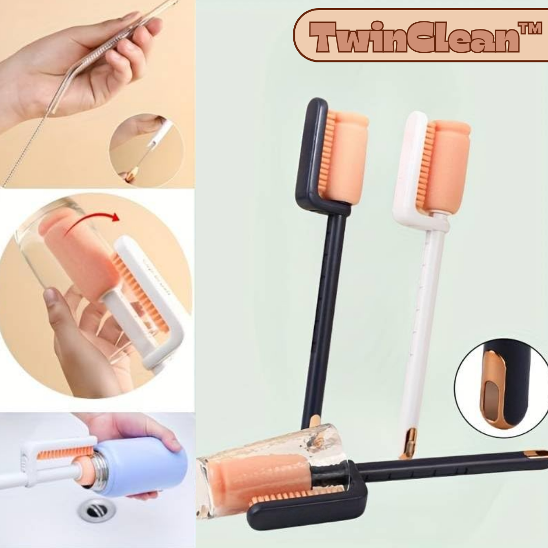 3-in-1 Flaschenbürste mit Silikon-Schaber & Strohhalmbürstchen