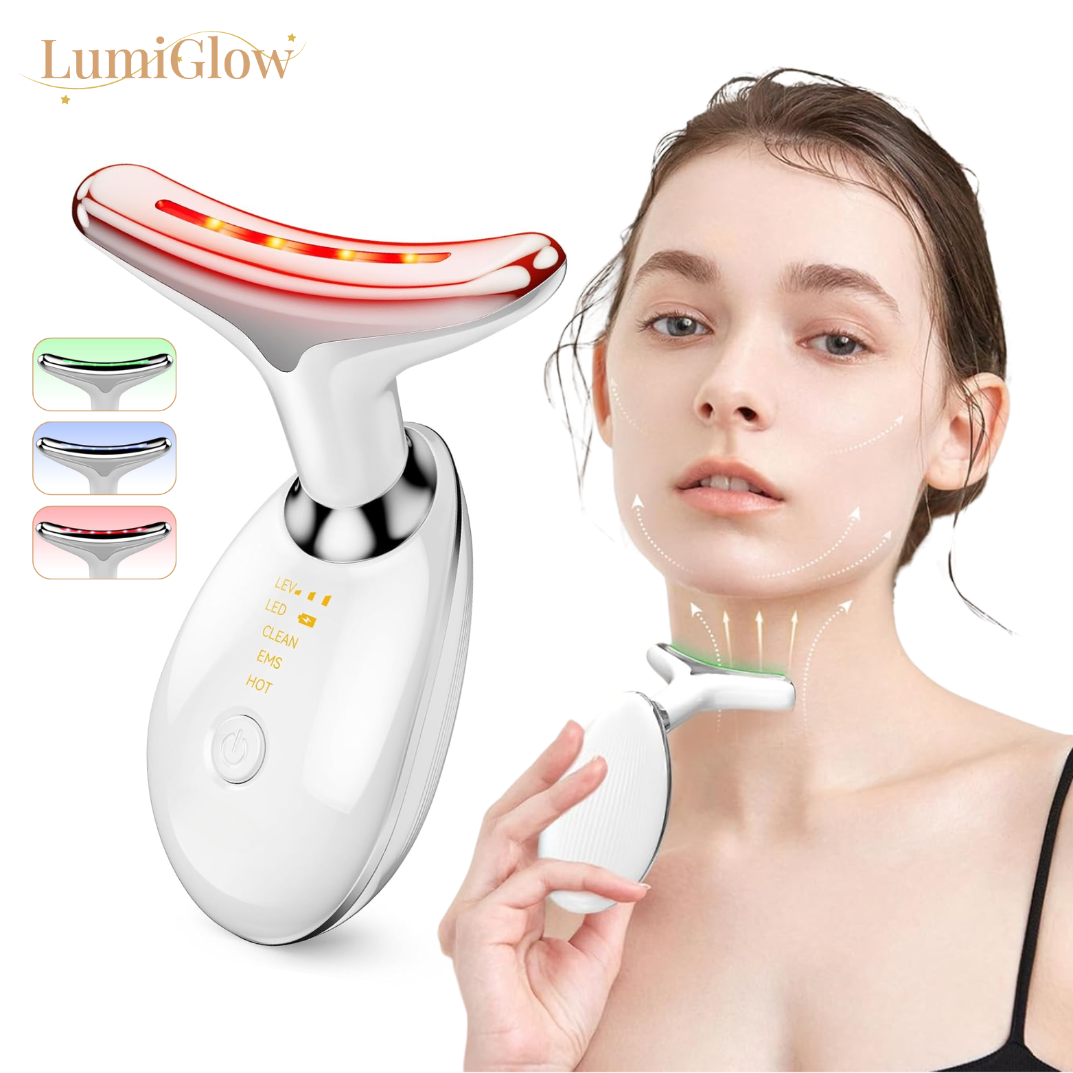 EMS Gesichtsgerät mit LED Lichttherapie für Anti-Aging Hautpflege