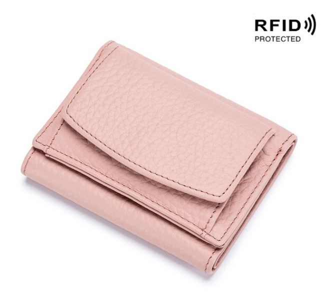 Kompakte RFID-Schutz Geldbörse Unisex Leder Mini Portemonnaie