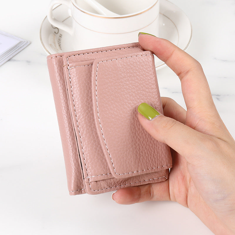 Kompakte RFID-Schutz Geldbörse Unisex Leder Mini Portemonnaie