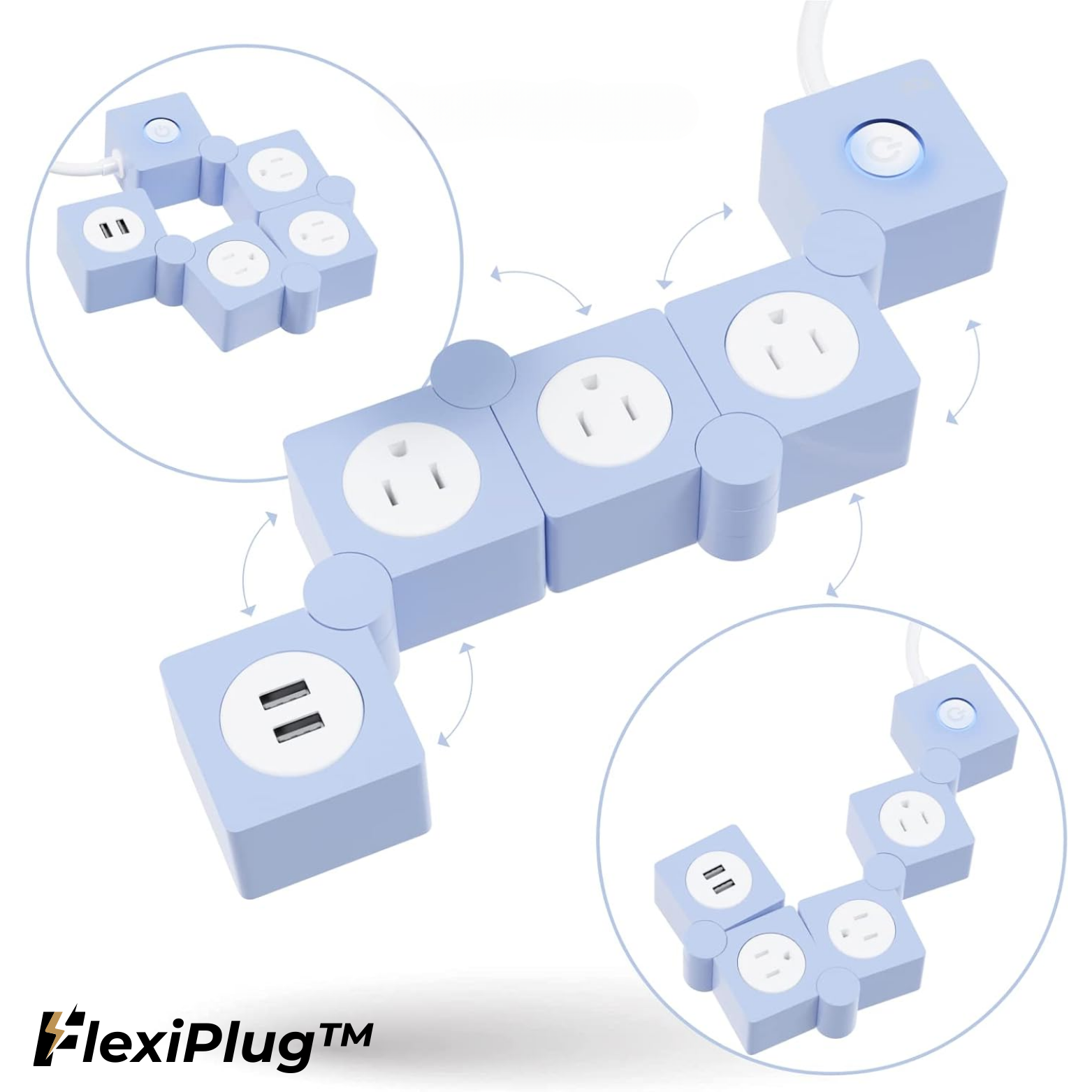 Mehrfachstecker mit USB und Überspannungsschutz - Twist Design