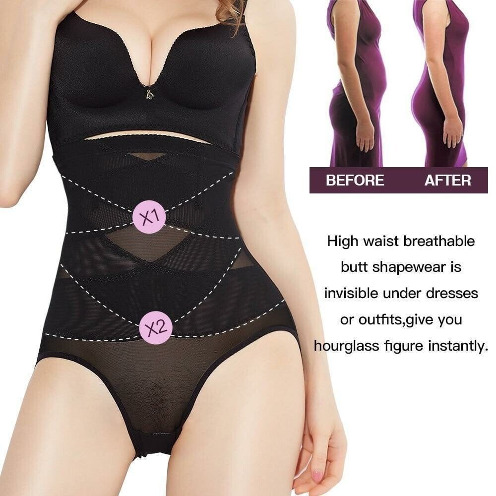 High-Waist Shapewear Hose mit Kreuzkompression - Bauch bis Oberschenkel