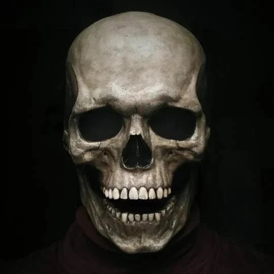 Realistische Totenkopfmaske mit beweglichem Kiefer für Halloween