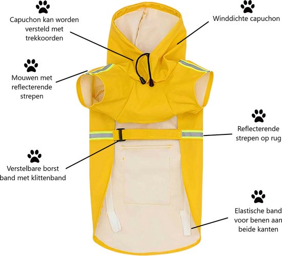 Hunde-Regenmantel wasserdicht mit Reflektoren für sichere Spaziergänge