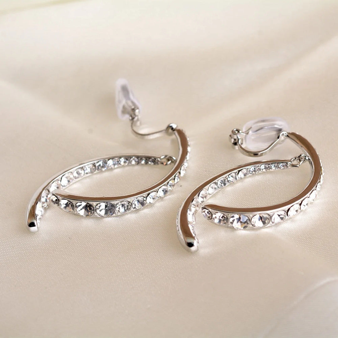 Gebogene Ohrringe Damen Zirkonia Statement Schmuck