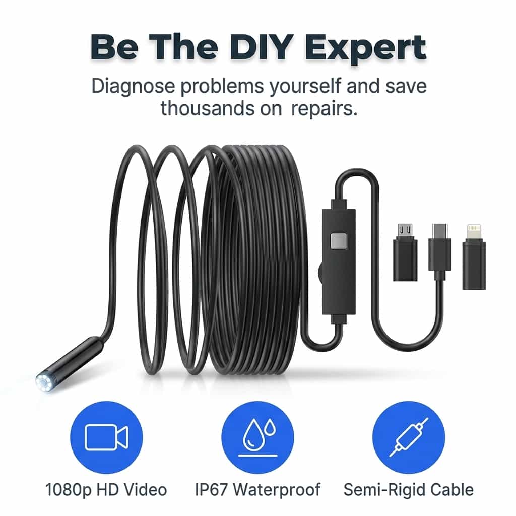 HD Inspektionskamera mit 5m Kabel – Endoskop für Smartphone