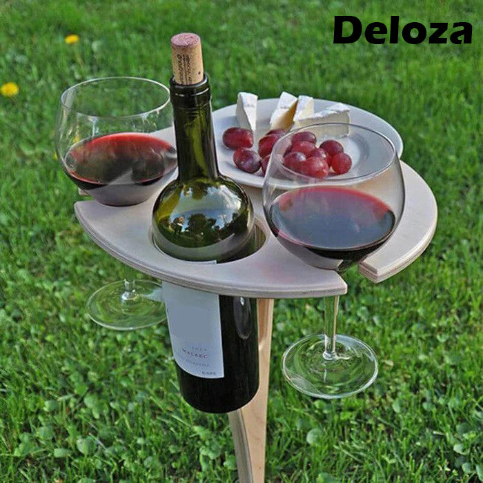 Faltbarer Weintisch Holz - Tragbarer Picknick-Weintisch für Outdoor