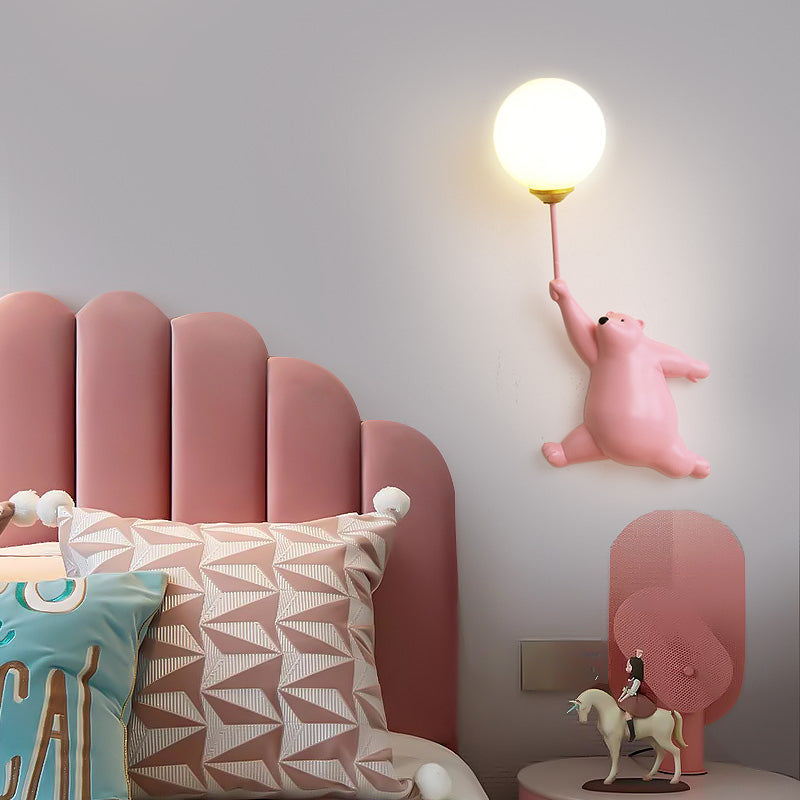 LED Wandlampe Bär mit Ballon – Warmweiße Kinderlampe für Kinderzimmer