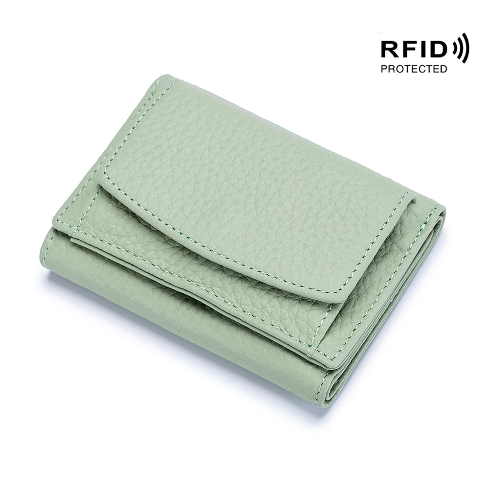 Kompakte RFID-Schutz Geldbörse Unisex Leder Mini Portemonnaie